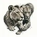 simba, behind mufasa and Watching him. simba is fighting against hyena with scar behind the hyens.  tattoo design idea