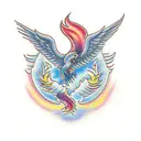 Phoenix raising from ashes tattoo design idea