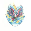 Phoenix raising from ashes tattoo design idea