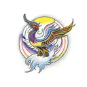 Phoenix raising from ashes tattoo design idea