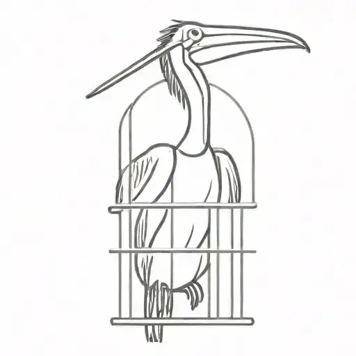 pelican locked in a cage with the bars being small numbers tattoo design idea
