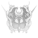 A frame design with acanthus. Inside the frame, the is a representation of a tarot card which will be hte fool  tattoo design idea