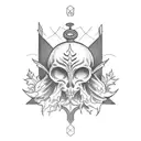 A frame design with acanthus. Inside the frame, the is a representation of a tarot card which will be hte fool  tattoo design idea