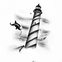 Lighthouse and killer whale tattoo tattoo design idea