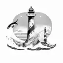Lighthouse and killer whale tattoo tattoo design idea