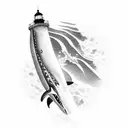 Lighthouse and killer whale tattoo tattoo design idea