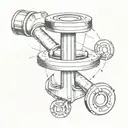 A minimalist design of a piston and anchor intertwined to represent the client's love for both engineering and the sea tattoo design idea