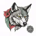 dacic Romania wolf head profile holding tattoo design idea