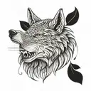 dacic Romania wolf head profile holding tattoo design idea