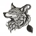 dacic Romania wolf head profile holding tattoo design idea
