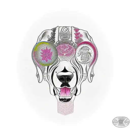 ridgeback dog , dog , samurai . tattoo design idea