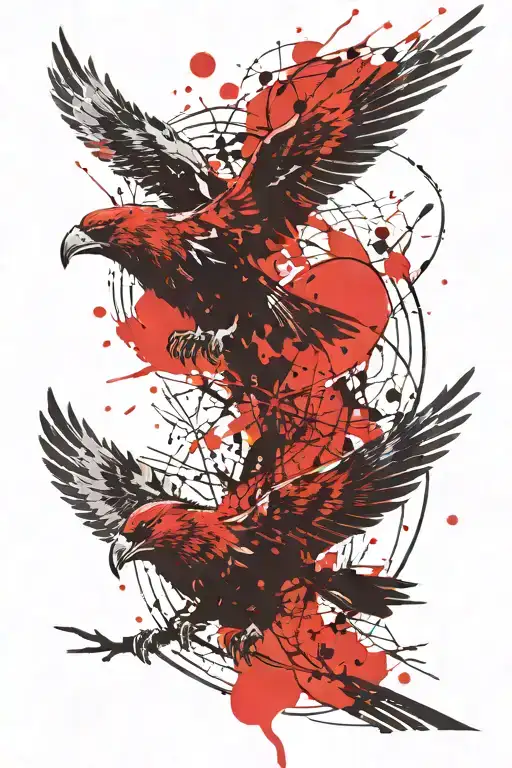 Viking crows flying parallel tattoo design idea