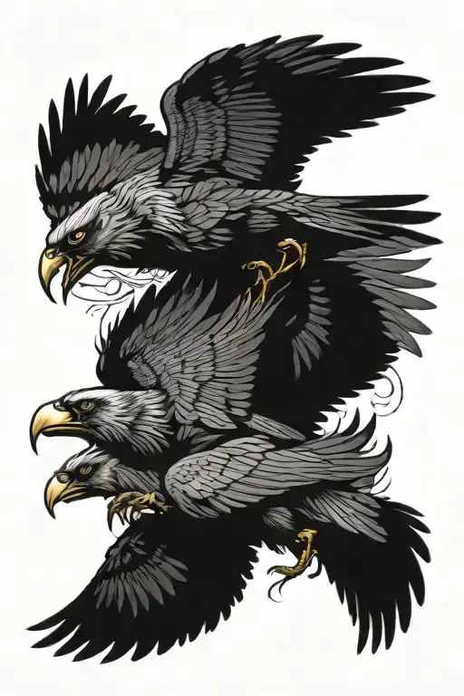 Viking crows flying parallel tattoo design idea