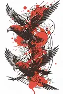 Viking crows flying parallel tattoo design idea