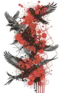 Viking crows flying parallel tattoo design idea