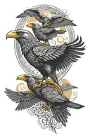 Viking crows flying parallel tattoo design idea