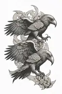 Viking crows flying parallel tattoo design idea