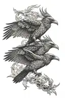 Viking crows flying parallel tattoo design idea