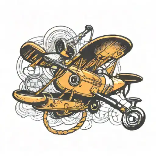 aeroplane and stethoscope tattoo design idea