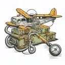 aeroplane and stethoscope tattoo design idea