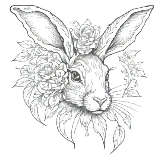 cute hare tattoo design idea
