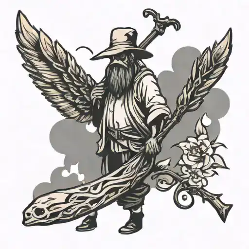 walk softly and carry a big stick figure tattoo design idea