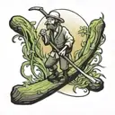 walk softly and carry a big stick figure tattoo design idea