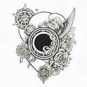 Black and white drawing full chest tattoo esoteric buos tattoo design idea