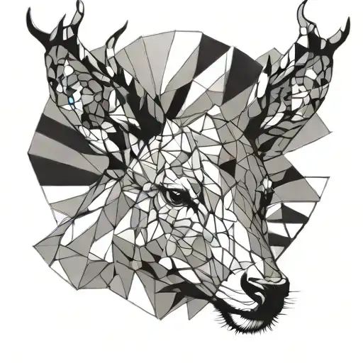 I want a stag's face to change color by dividing it into 5 lines from top to bottom. tattoo design idea