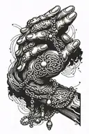 praying hands with rosary wrapped tattoo design idea