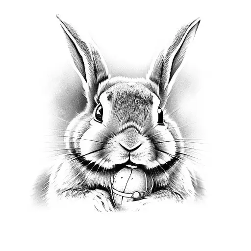 creepy mystical rabbit tattoo design idea