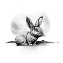 creepy mystical rabbit tattoo design idea