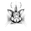 creepy mystical rabbit tattoo design idea