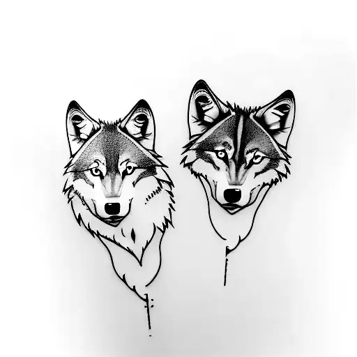 2 Wolf cubs tattoo design idea