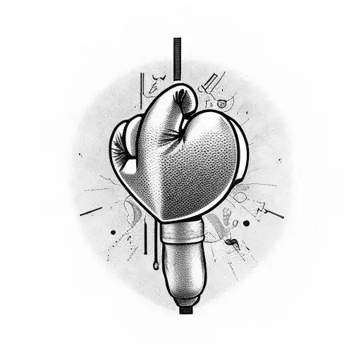 A anatomic heart with boxing gloves, tears and blood tattoo design idea