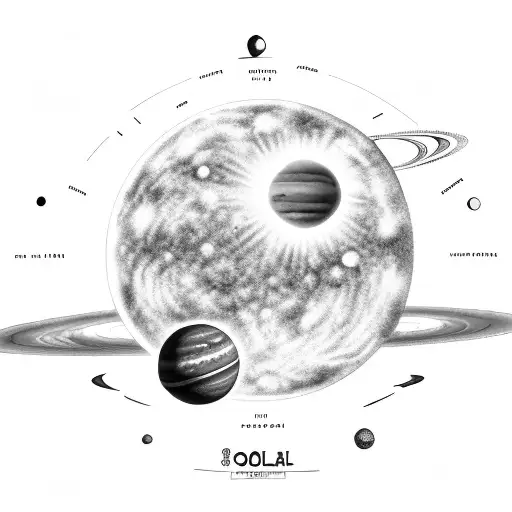 ideal solar system with all habitable planets worderland tattoo design idea
