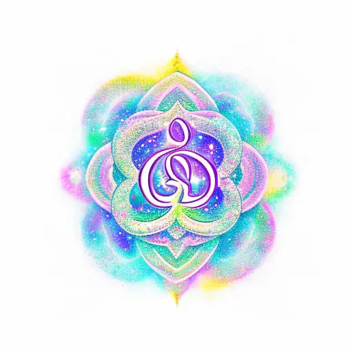 universe and Om sound tattoo design idea