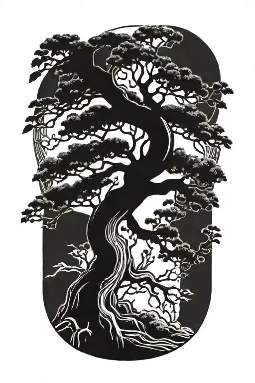 Bonsai Tree Of Life growing same branch tattoo design idea