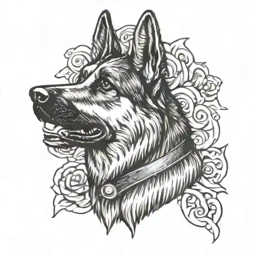 german shepherd dog sonny name tattoo design idea