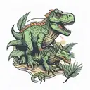 dinosaurs peeking through scratch marks tattoo design idea