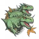 dinosaurs peeking through scratch marks tattoo design idea