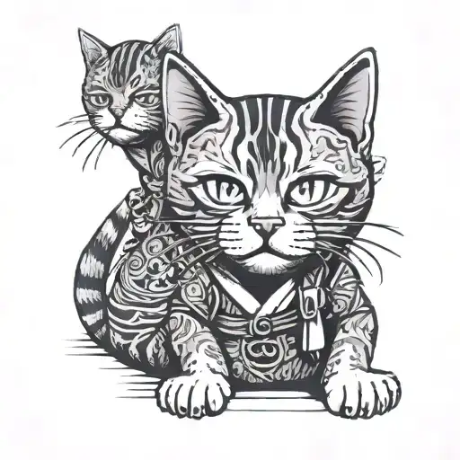 cats and Brazilian jiu jitsu tattoo design idea