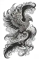 Phoenix rising from flames tattoo design idea