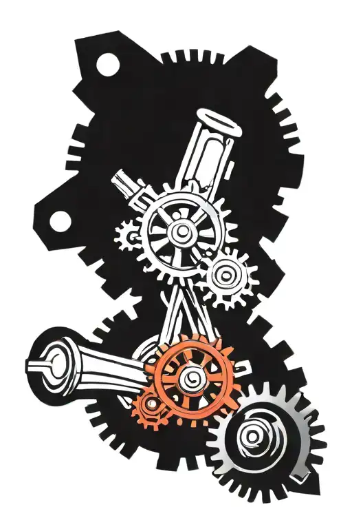 gears, wrenches, ratchets, racing flag  tattoo design idea