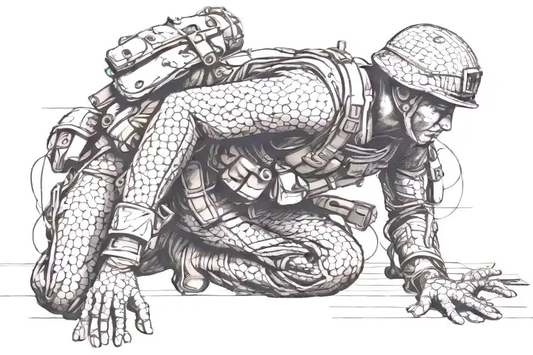 soldier kneeling tattoo design idea