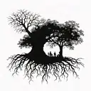 A family tree with intricate roots and branches connecting each family member tattoo design idea
