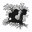 A family tree with intricate roots and branches connecting each family member tattoo design idea