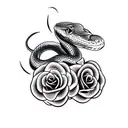 snake with two heads and two necks with roses around the snake tattoo design idea