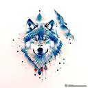 Wolf watercolour  tattoo design idea