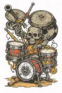 pipe wrenches drums mixed tattoo design idea